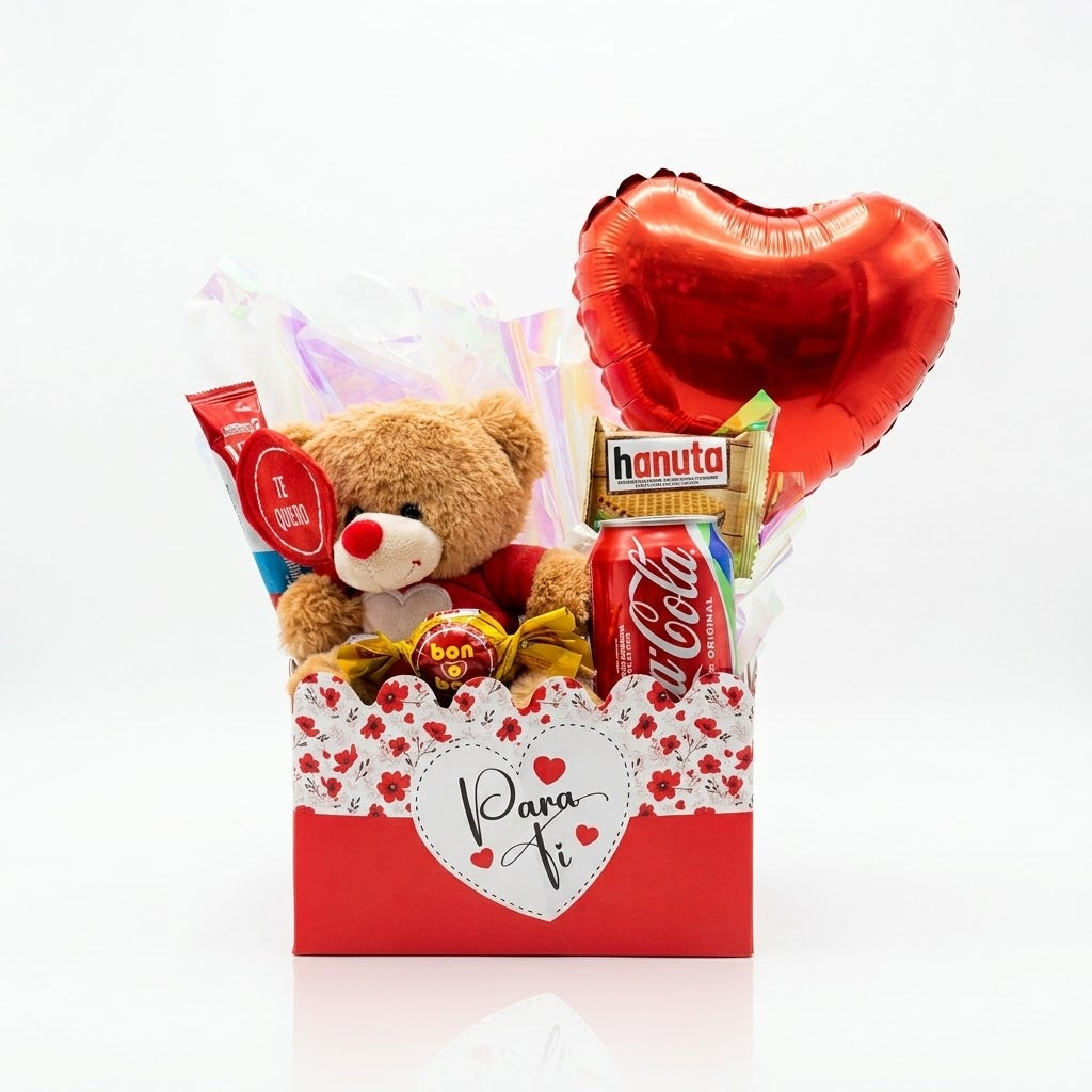 Arreglo De regalo "Para Ti" con Oso de Peluche, Chocolates y Globo