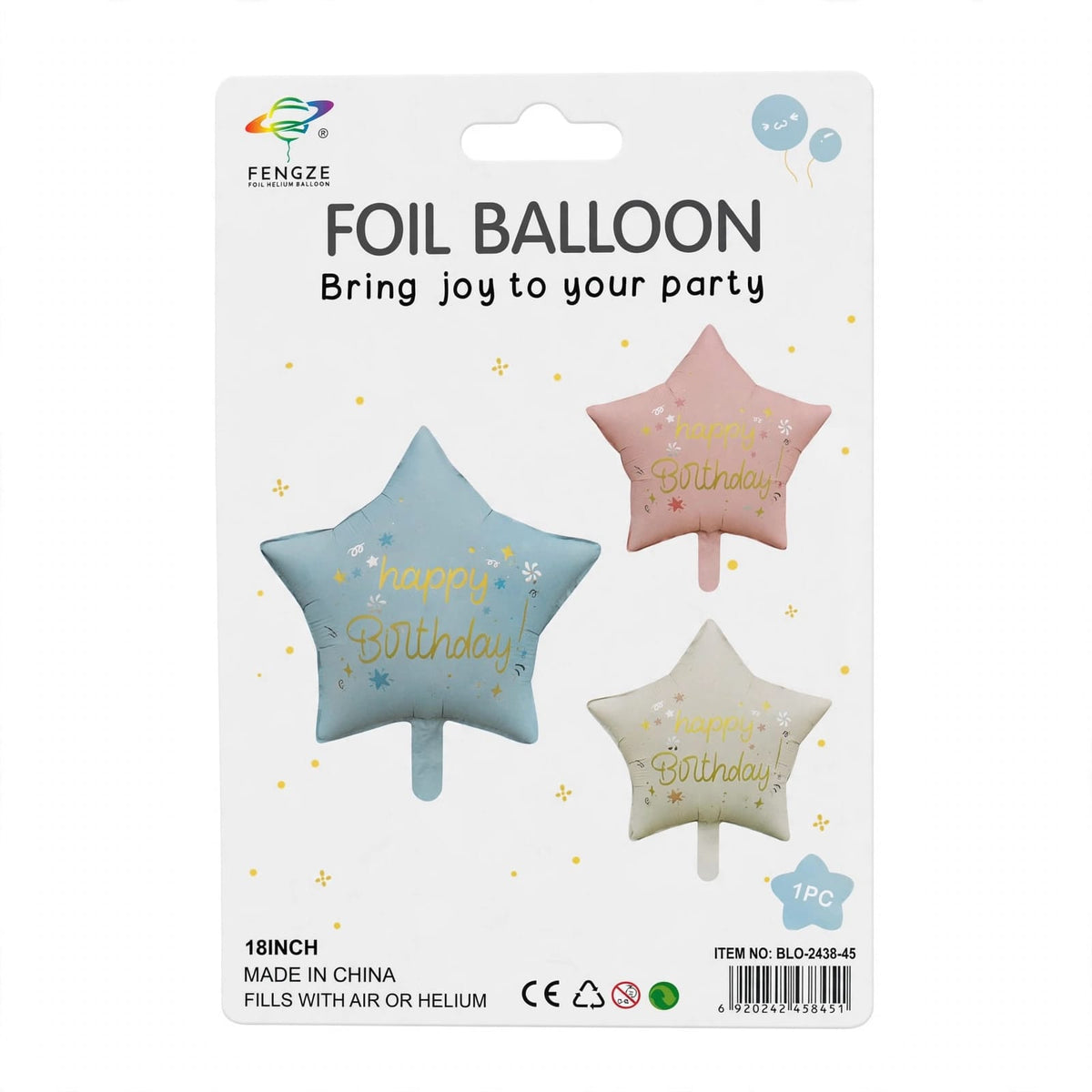 Globo Foil Estrella 18" Happy Birthday