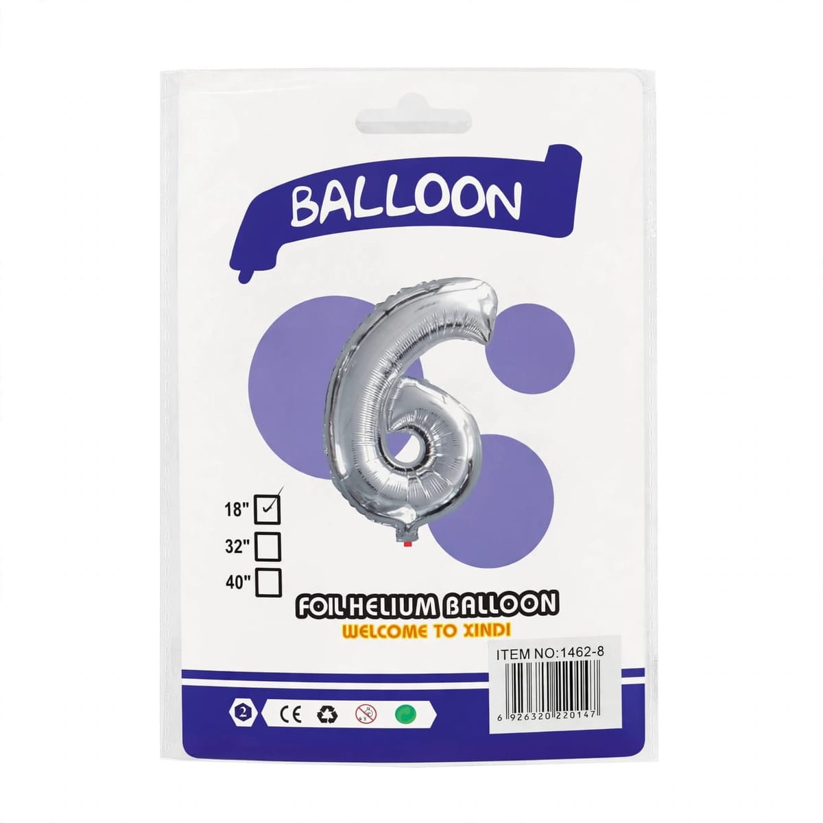 Globo Número 18" - 0 al 9 Plateado