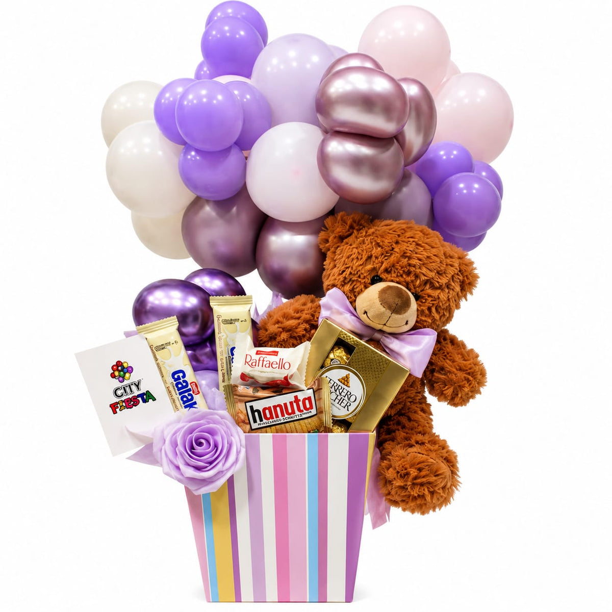 Detalle Cumpleaños con Osito y Globos Pastel