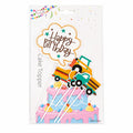 Set x4 Toppers Maquinaria Construcción + Happy Birthday para Pastel