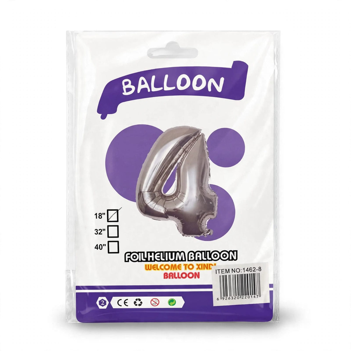 Globo Número 18" - 0 al 9 Plateado