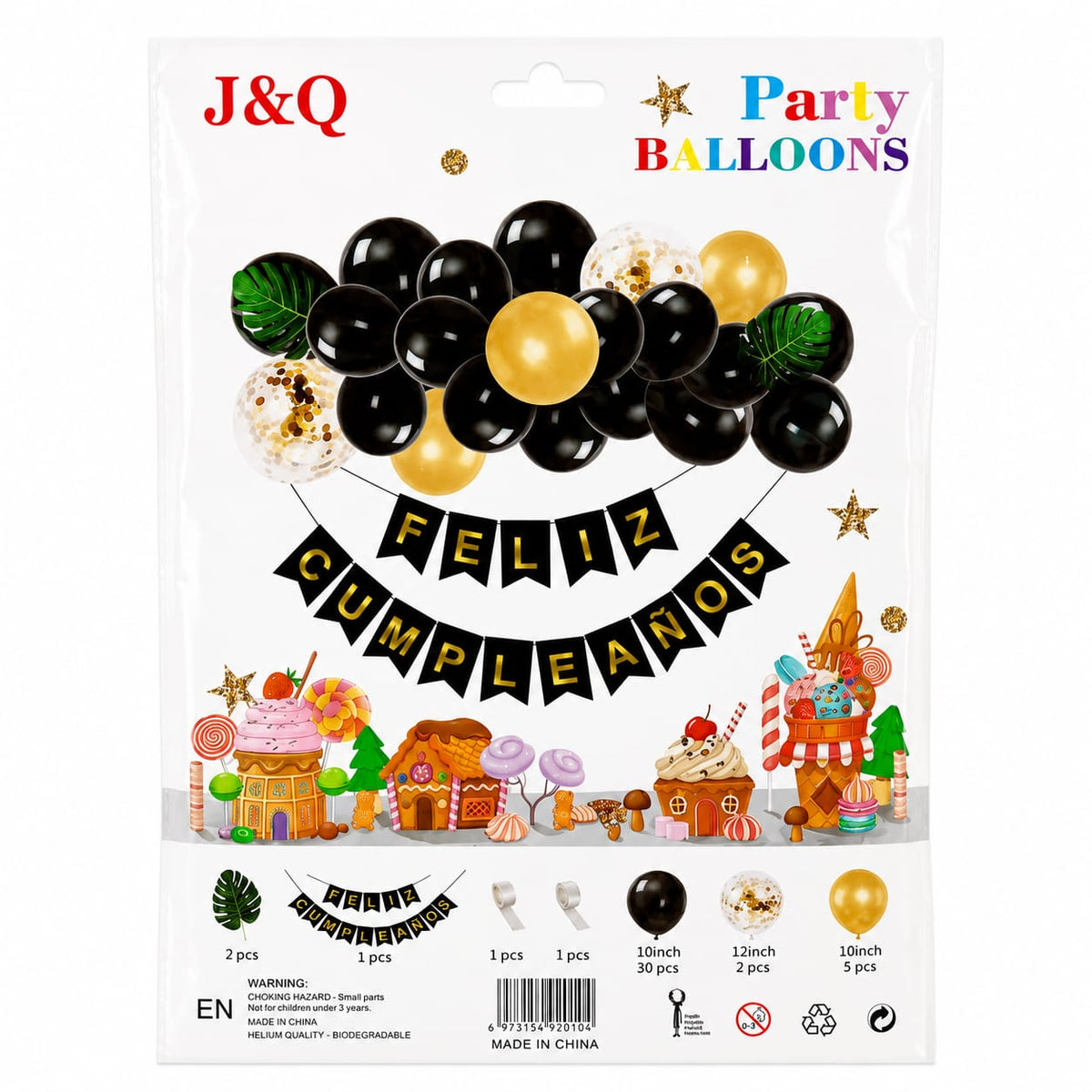Set de Globos con Guirnalda  “Feliz Cumpleaños”