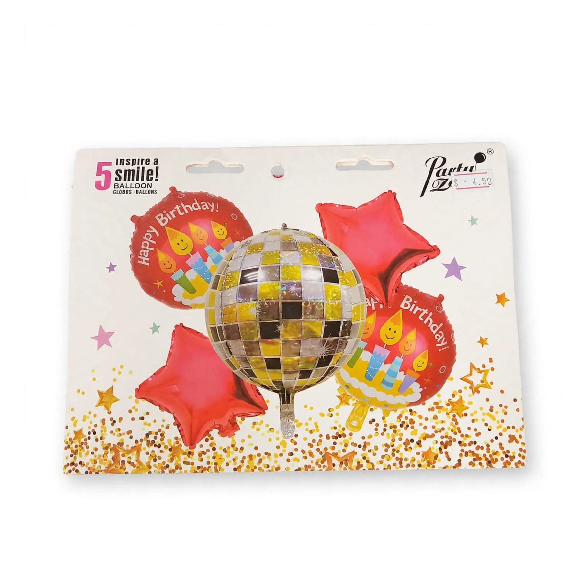 Set de 5 Globos Happy Birthday  - Estrellas