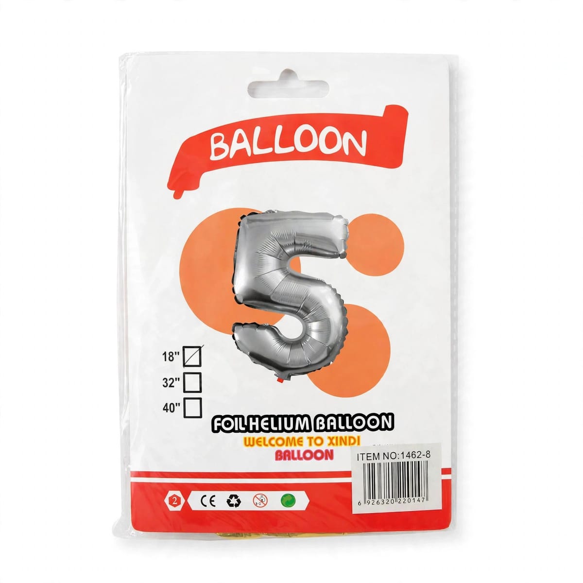 Globo Número 18" - 0 al 9 Plateado
