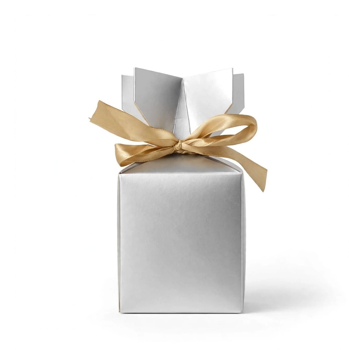 Caja Regalo PEQUEÑA  Corona Metálica con Lazo Dorado - Roja / Dorada / Plateada