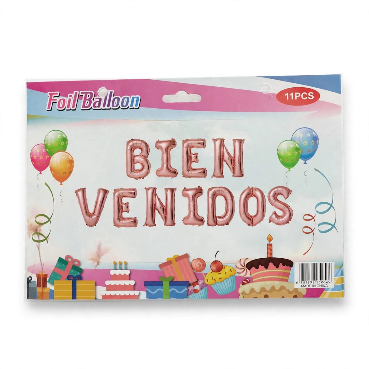 Globo Foil Metalizado BIEN VENIDOS Azul 40cm - 11 Piezas