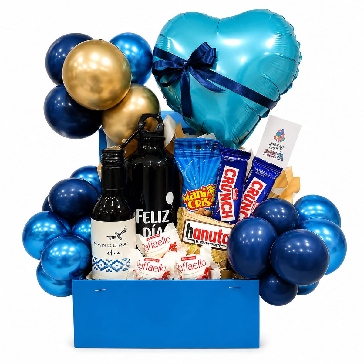 Arreglo Feliz Día Azul & Dorado