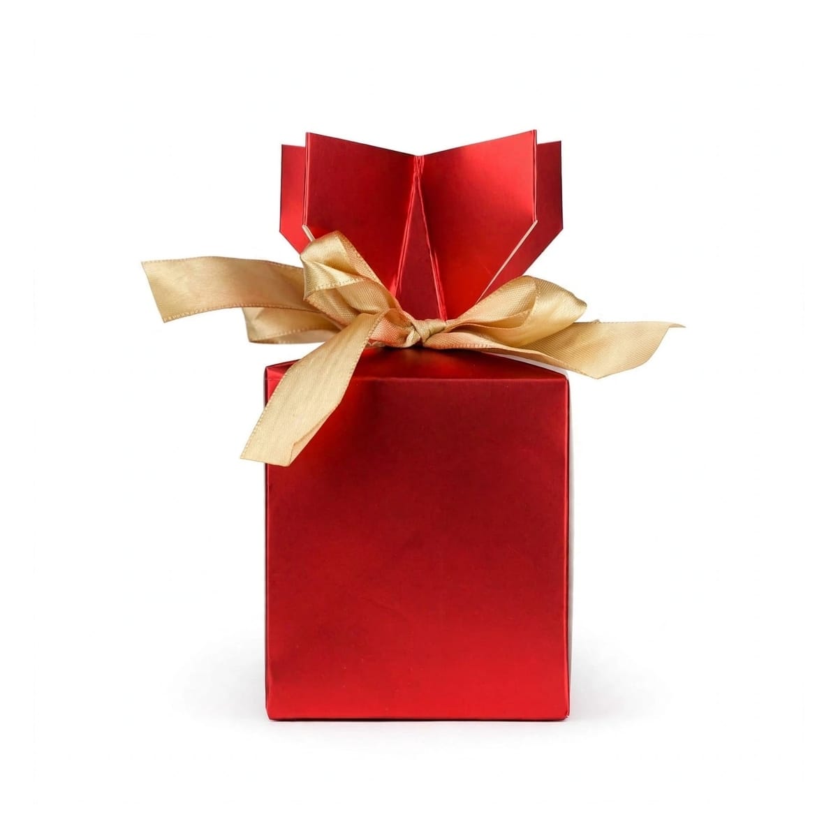 Caja Regalo MEDIANO   con Lazo Dorado - Roja / Dorada / Plateada