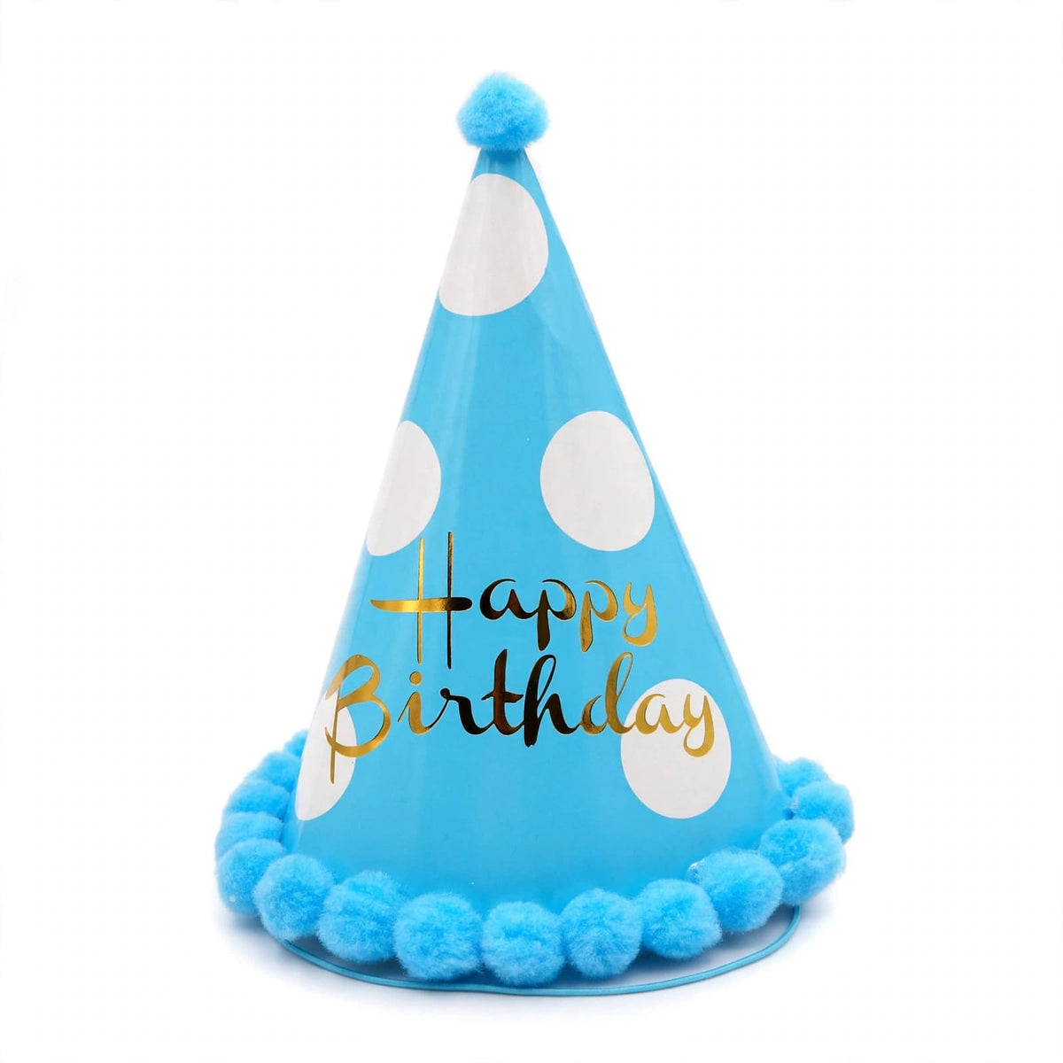 Gorro Cumpleaños Happy Birthday Cónico Pompones
