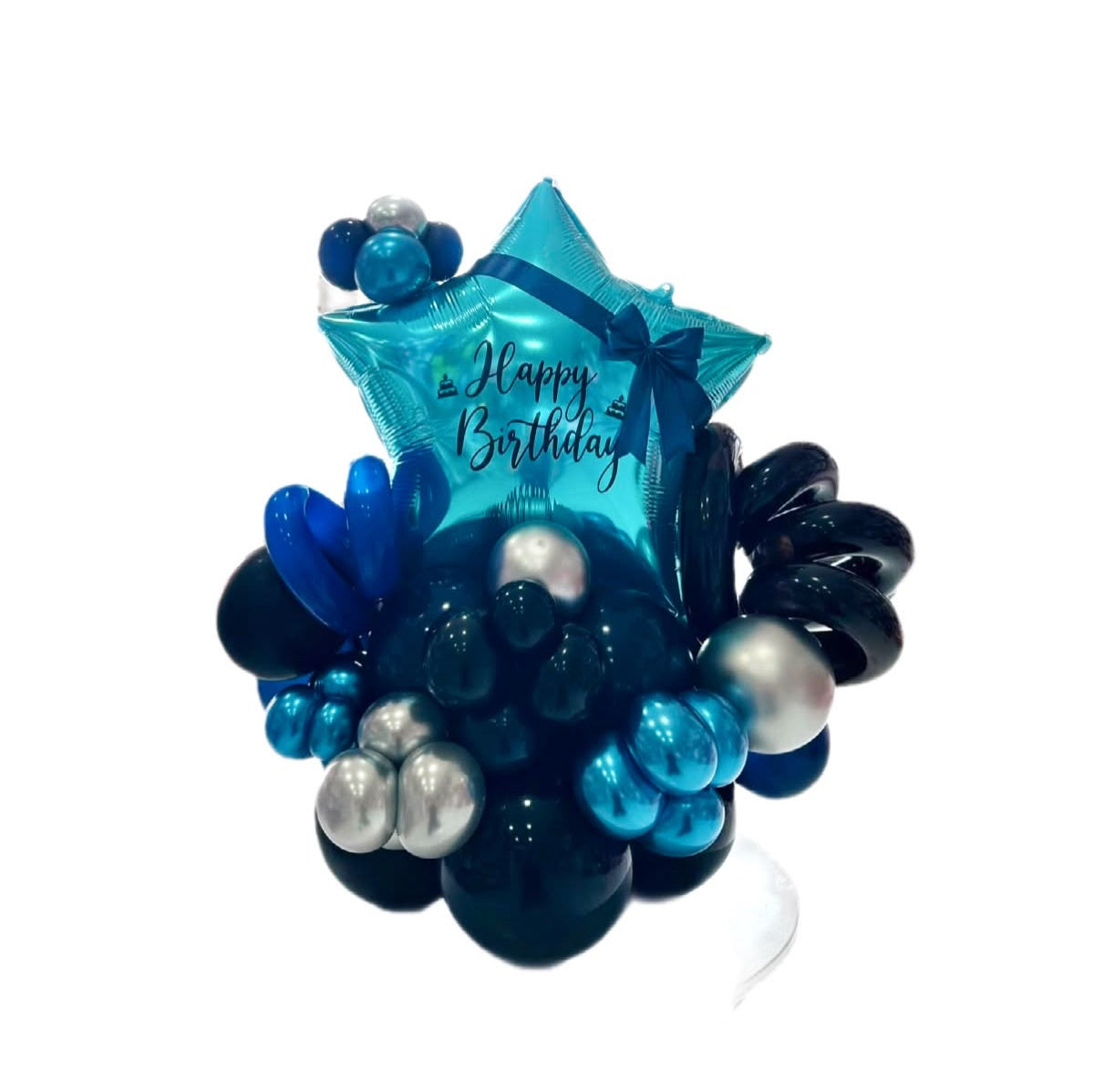 Arreglo de Globos Estrella Azul “Happy Birthday”