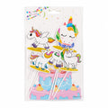 Set x5 Toppers Unicornio Arcoiris para Pastel - Brillo Dorado