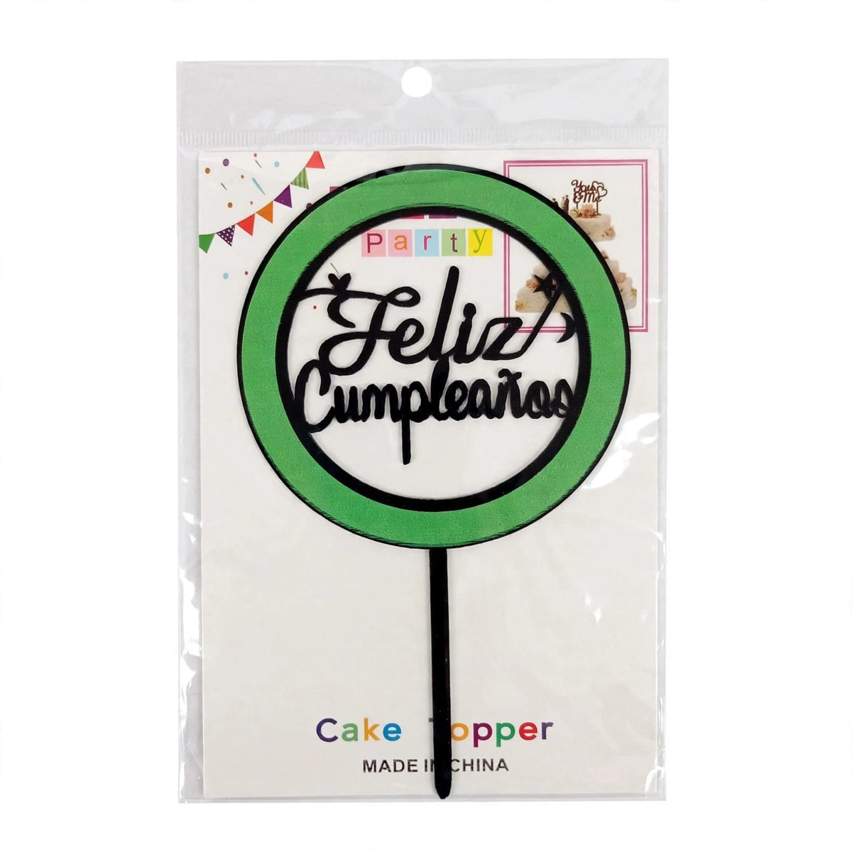 Topper Feliz Cumpleaños Circular Acrílico - 4 Modelos - 1 PCS