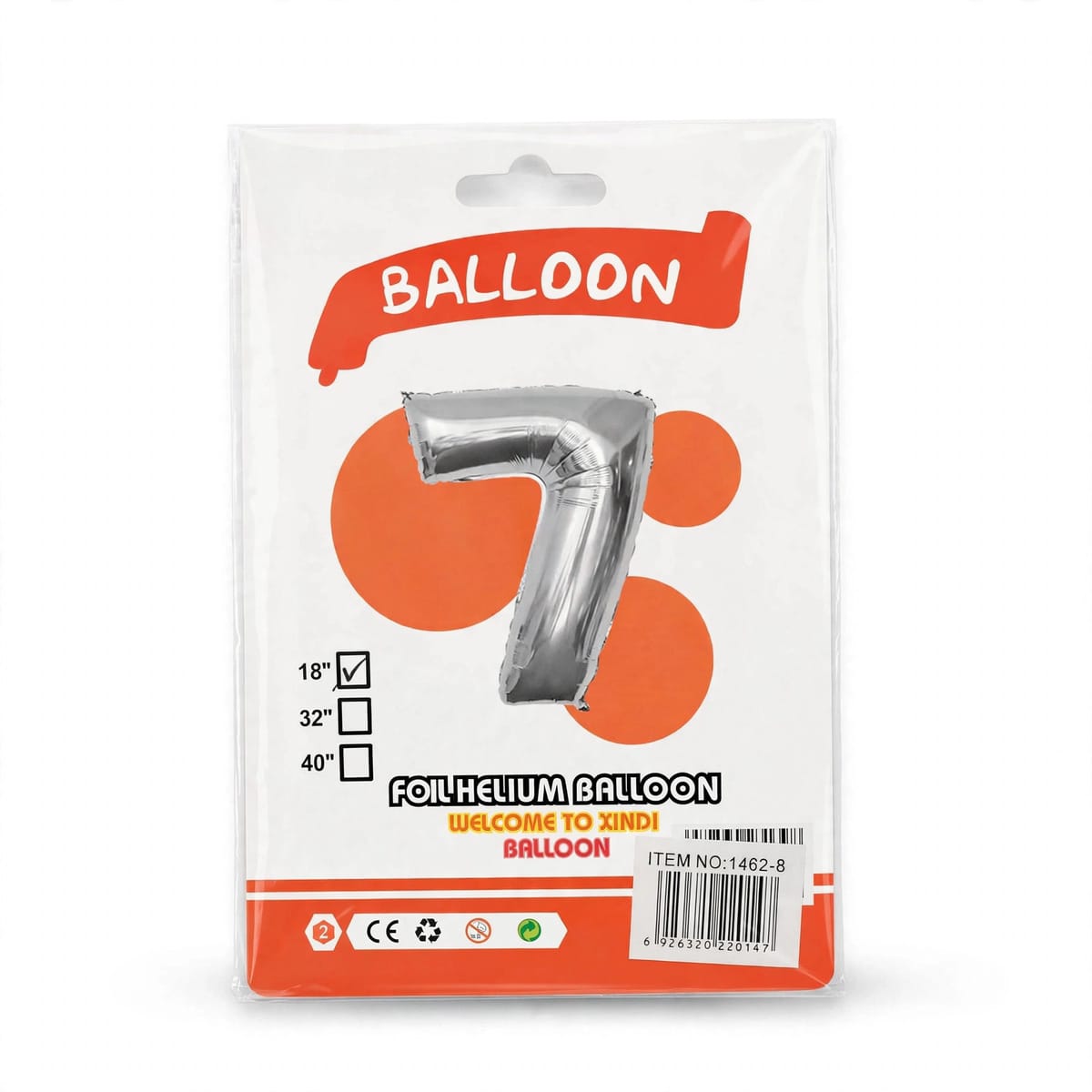 Globo Número 18" - 0 al 9 Plateado