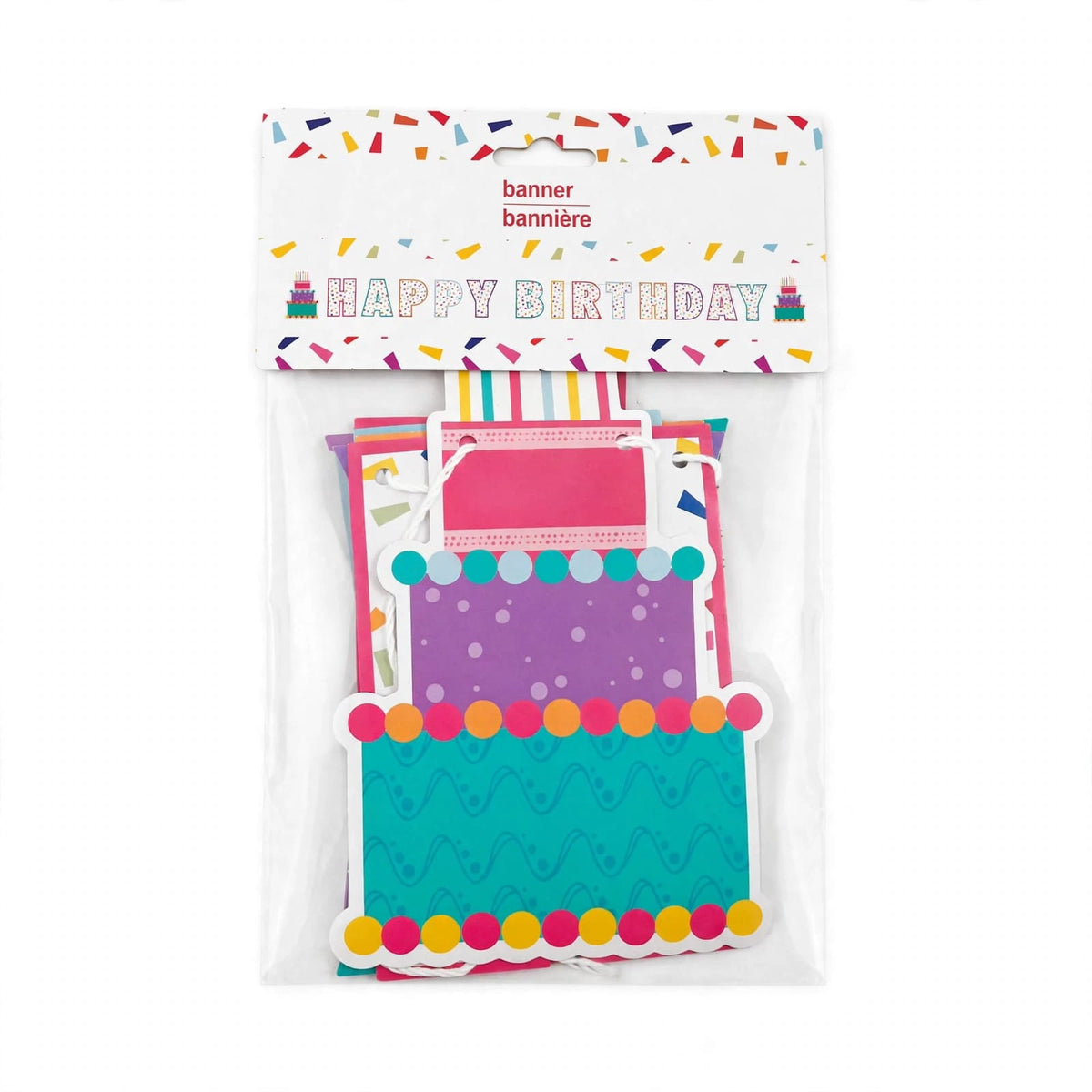 Guirnalda Happy Birthday Forma Torta 3 Pisos - Colores Confeti