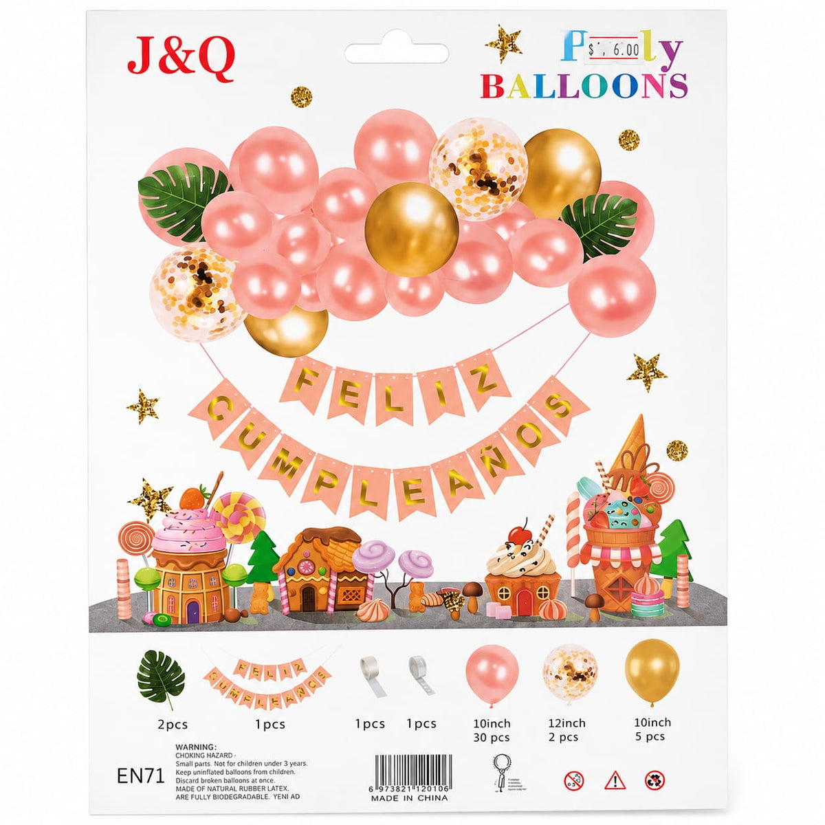 Set de Globos con Guirnalda  “Feliz Cumpleaños”