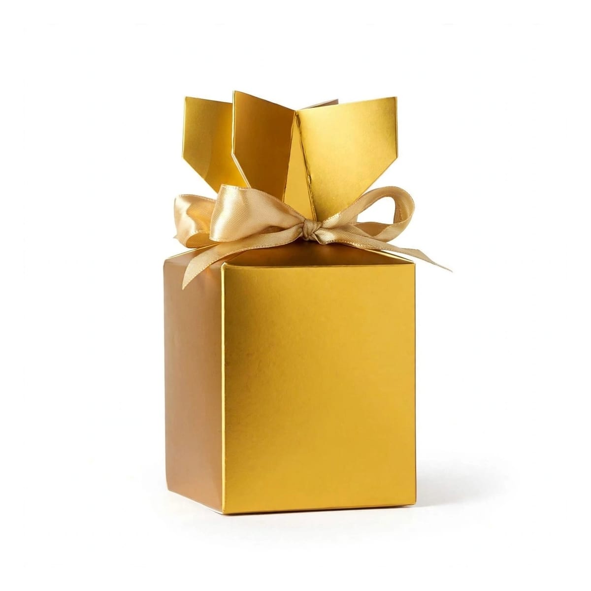 Caja Regalo PEQUEÑA  Corona Metálica con Lazo Dorado - Roja / Dorada / Plateada