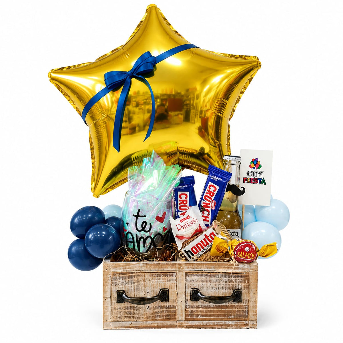 Arreglo “Feliz Día” con Globo Estrella, Chocolates y Detalles