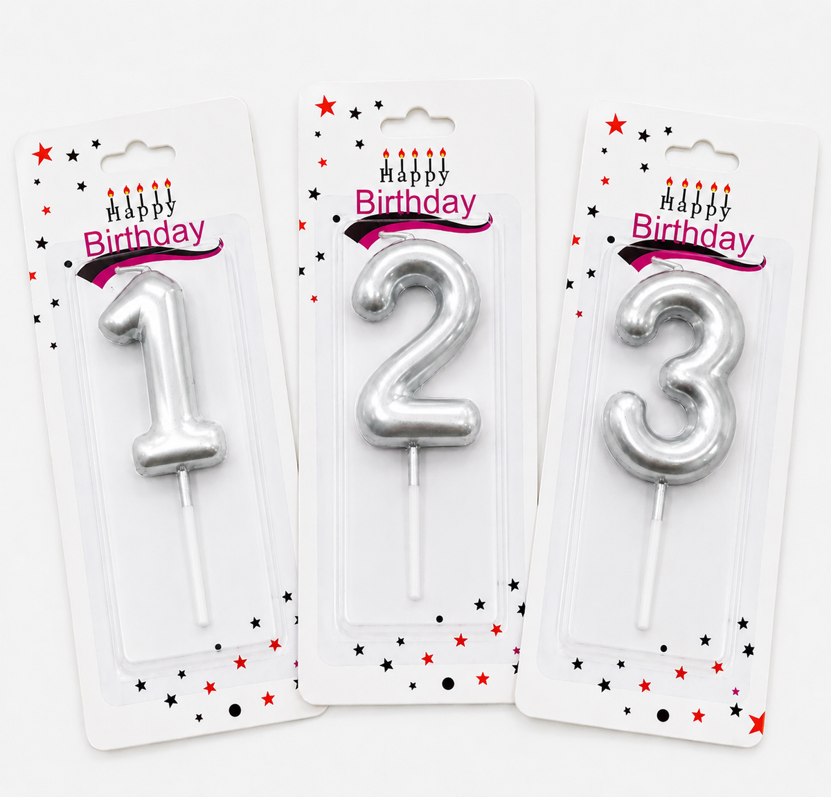Velas Numéricas Metalizadas para Cumpleaños Plata